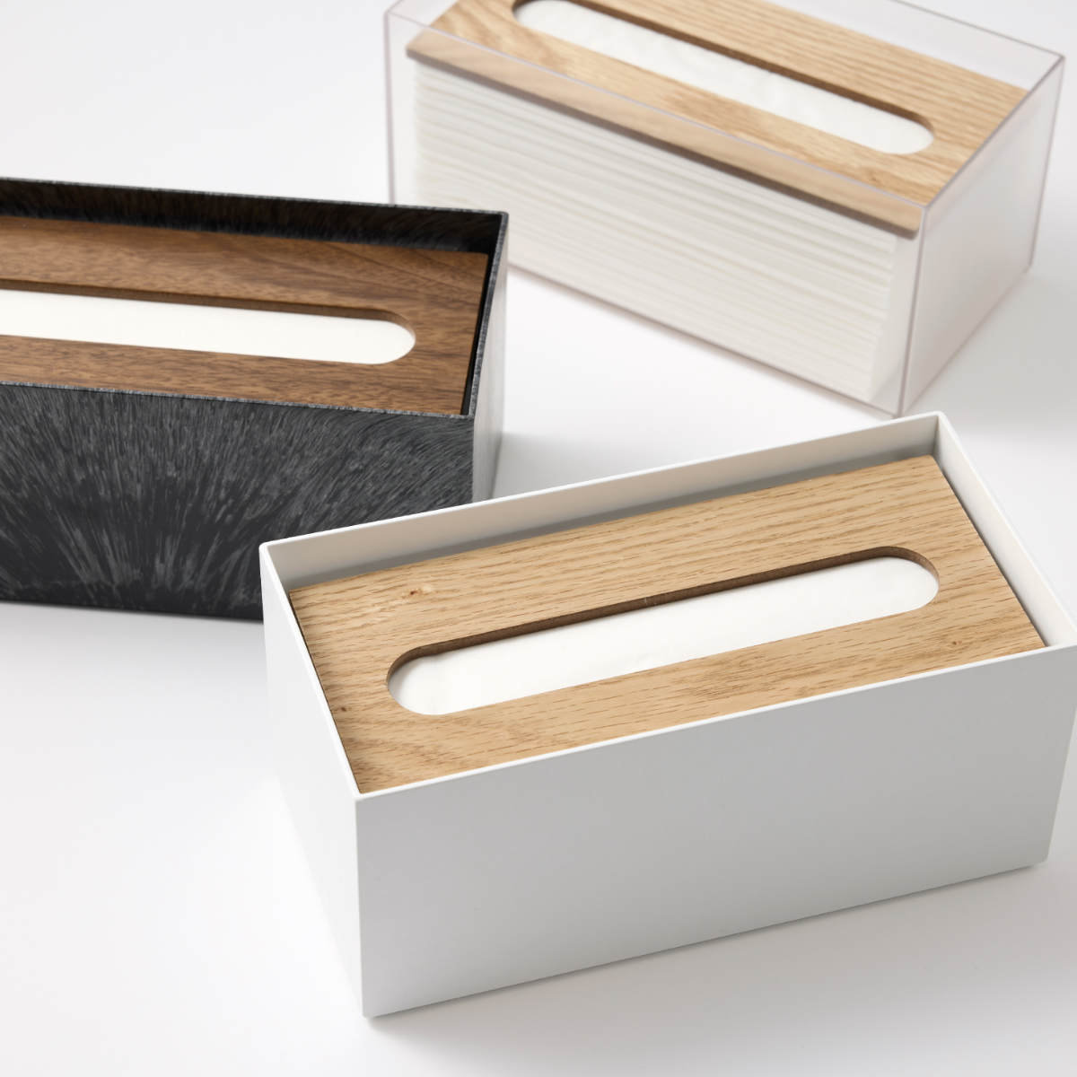 ティッシュボックス リバーシブル木蓋 Like-it ティッシュケース ( 木製 クリア プラスチック ライクイット おしゃれ インテリア ティッシュ ボックス リビング 洗面 キッチン 寝室 リバーシブル 透明 ) 【ブラック】 ブラック