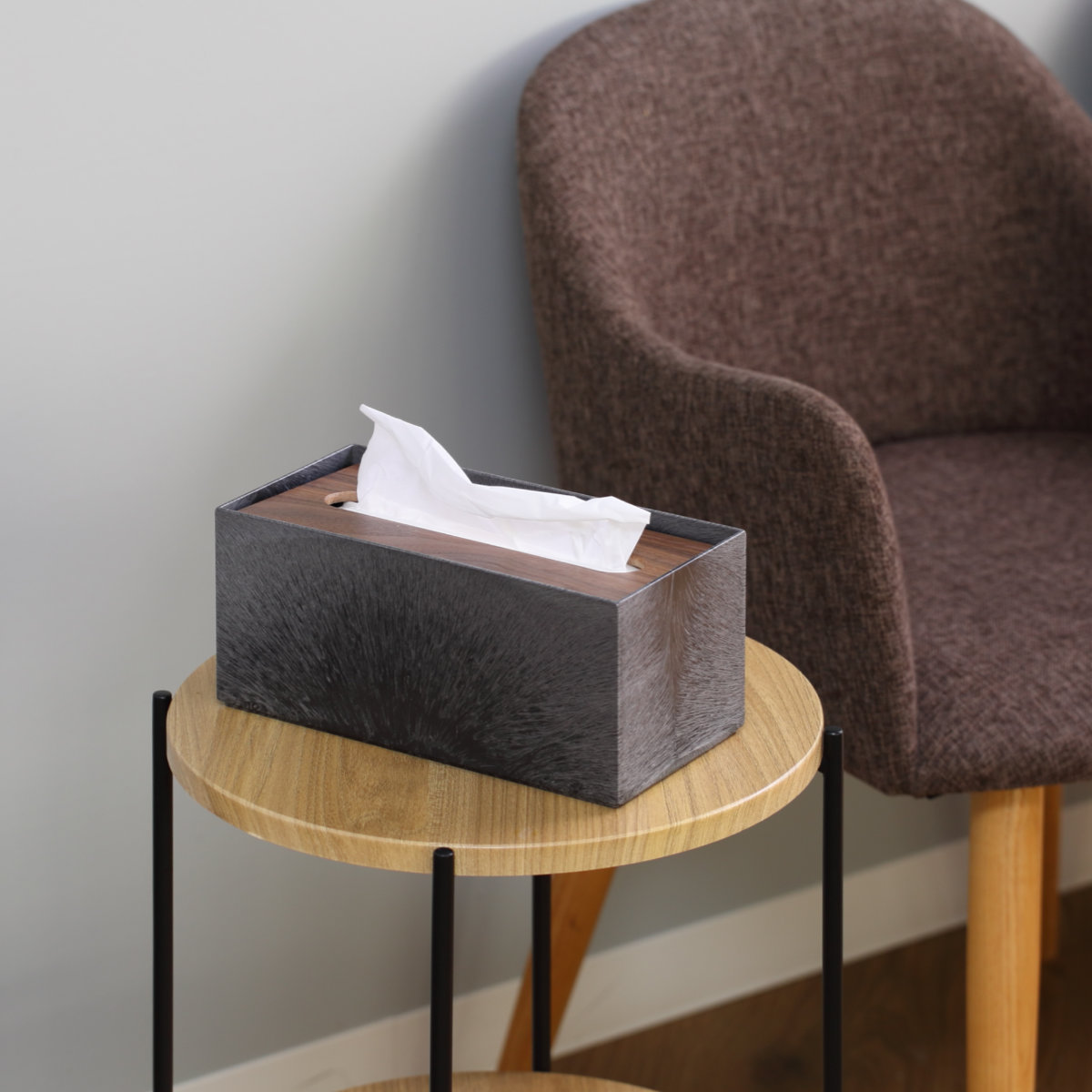 ティッシュボックス リバーシブル木蓋 Like-it ティッシュケース ( 木製 クリア プラスチック ライクイット おしゃれ インテリア ティッシュ ボックス リビング 洗面 キッチン 寝室 リバーシブル 透明 ) 【ブラック】 ブラック