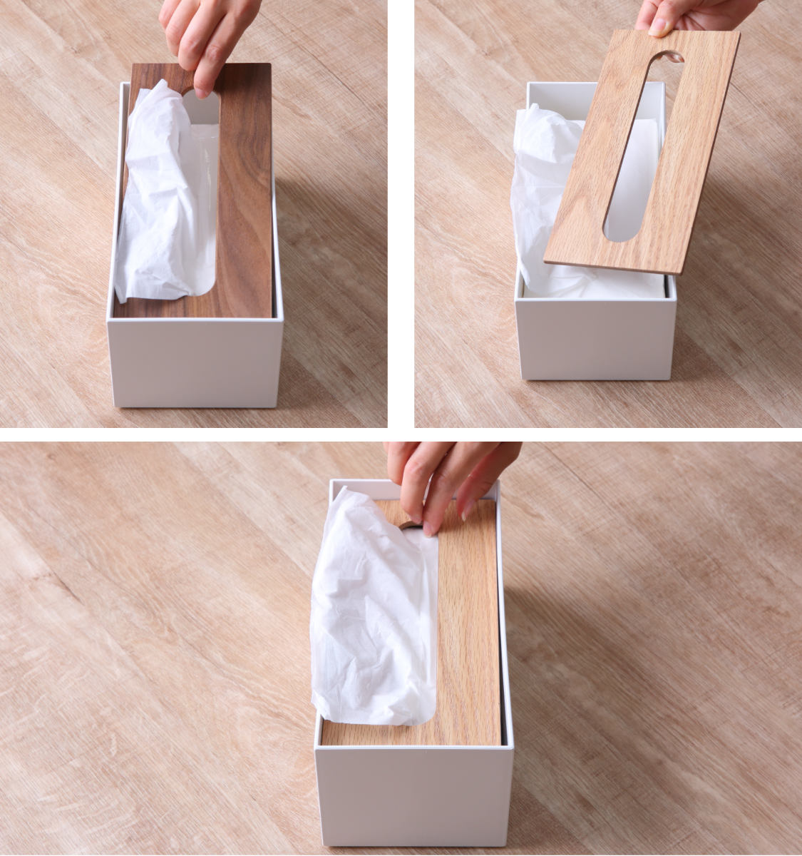 ティッシュボックス リバーシブル木蓋 Like-it ティッシュケース ( 木製 クリア プラスチック ライクイット おしゃれ インテリア ティッシュ ボックス リビング 洗面 キッチン 寝室 リバーシブル 透明 ) 【ブラック】 ブラック