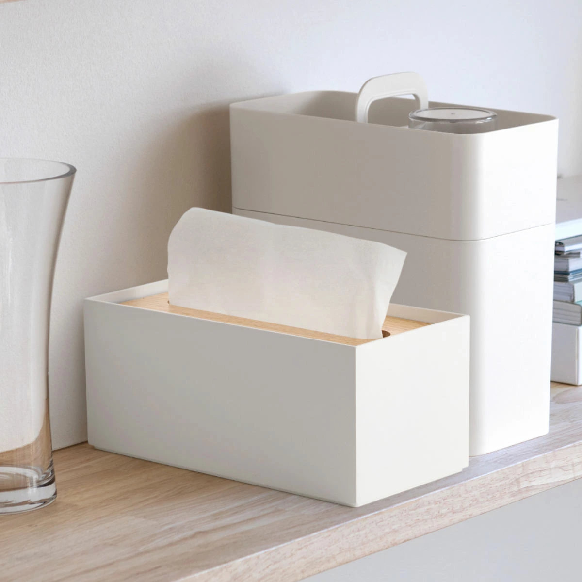 ティッシュボックス リバーシブル木蓋 Like-it ティッシュケース ( 木製 クリア プラスチック ライクイット おしゃれ インテリア ティッシュ ボックス リビング 洗面 キッチン 寝室 リバーシブル 透明 ) 【ブラック】 ブラック