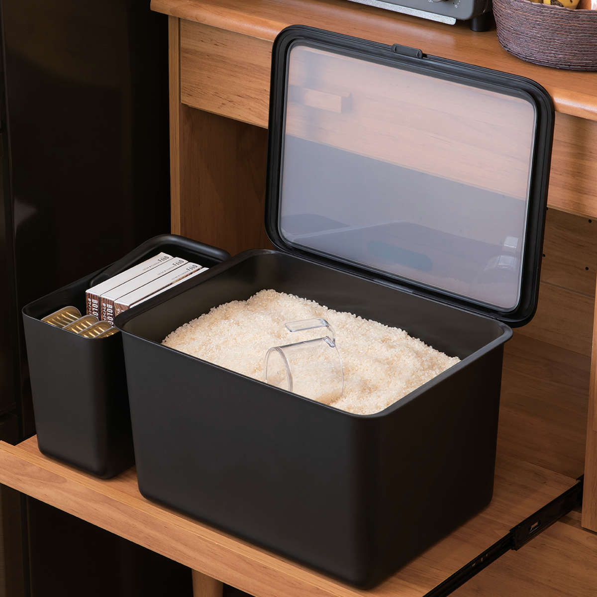 米びつ 3kg 5kg 10kg Pantry Stock Case フタ付きケース インナーセット 計量カップ付き ( ライクイット 日本製 米櫃 ライスストッカー ライスボックス 抗菌 保存容器 お米収納 白米 玄米 雑穀 分けて入れられる コンテナ like-it ) 【ブラック】 ブラック