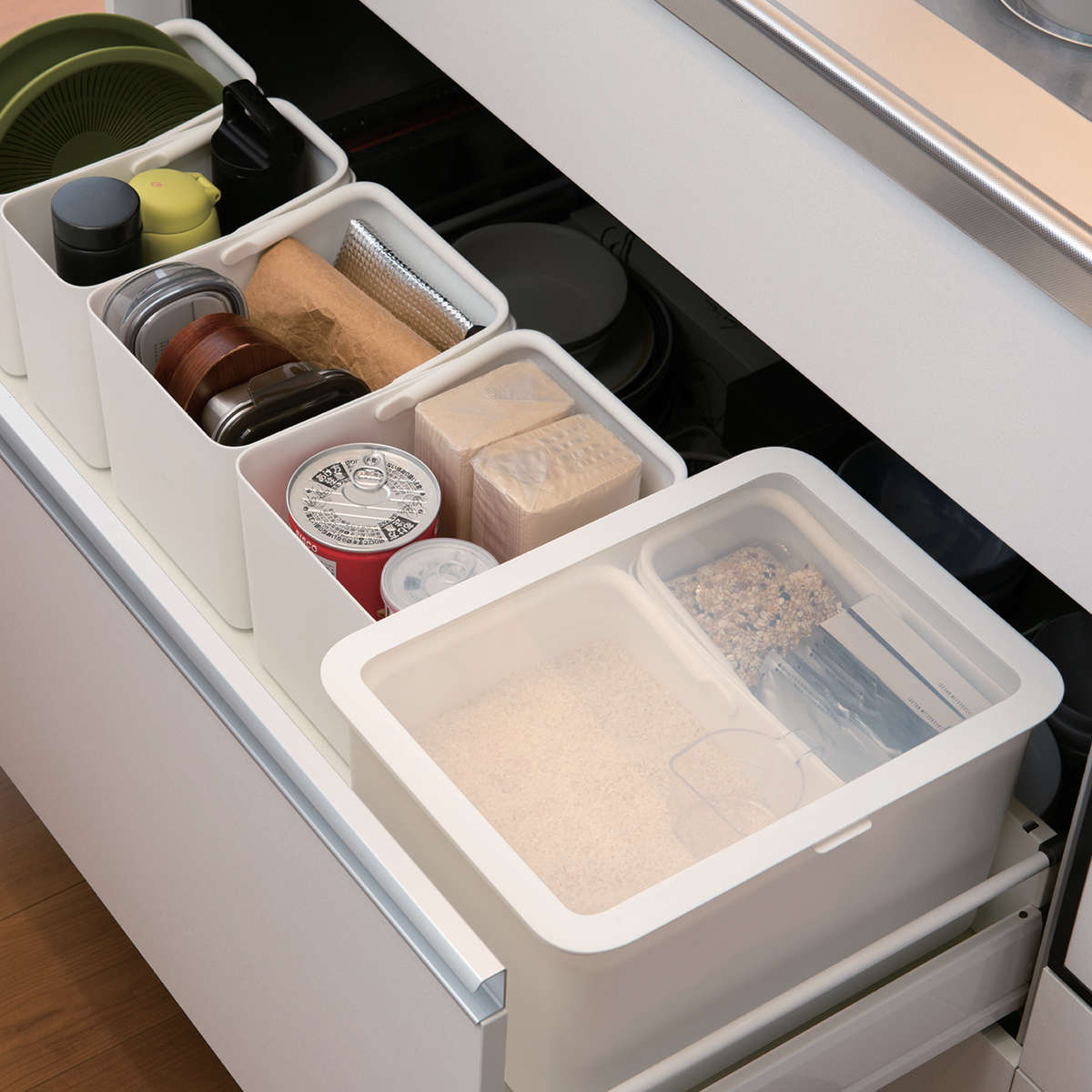 米びつ 3kg 5kg 10kg Pantry Stock Case フタ付きケース インナーセット 計量カップ付き ( ライクイット 日本製 米櫃 ライスストッカー ライスボックス 抗菌 保存容器 お米収納 白米 玄米 雑穀 分けて入れられる コンテナ like-it ) 【ブラック】 ブラック