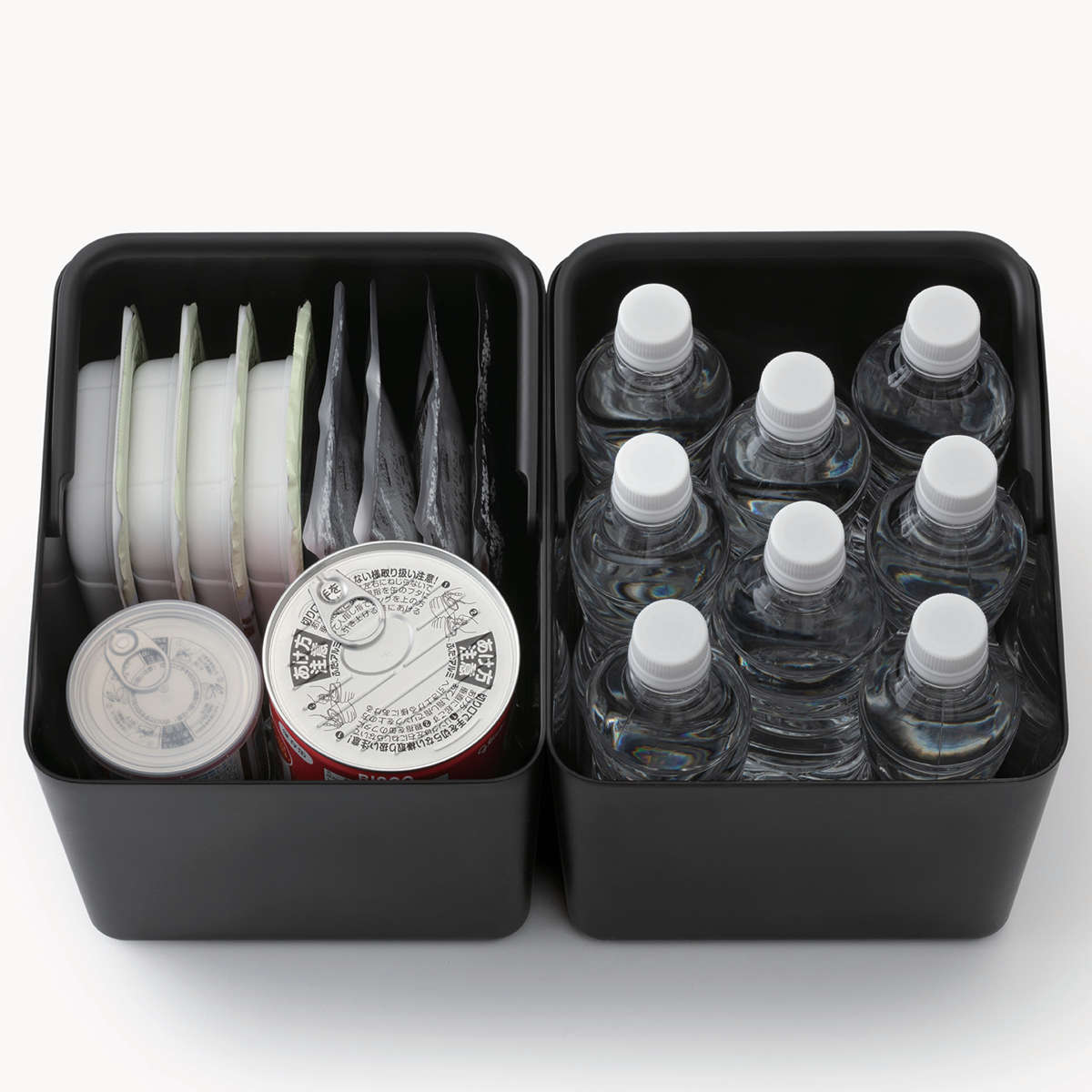 キッチン収納ケース Pantry Stock Case ハンドル付きケース ワイド 2個組 ( ライクイット 日本製 キッチンストッカー 戸棚 ケース パントリー ボックス 抗菌 戸棚ボックス 戸棚ストッカー 収納ボックス 整理 ハンドル like-it ) 【ブラック】 ブラック