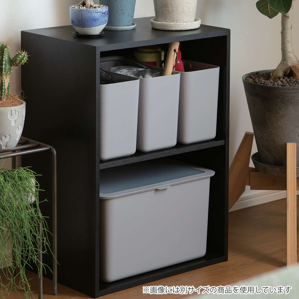 キッチン収納ケース Pantry Stock Case ハンドル付きケース ワイド 2個組 ( ライクイット 日本製 キッチンストッカー 戸棚 ケース パントリー ボックス 抗菌 戸棚ボックス 戸棚ストッカー 収納ボックス 整理 ハンドル like-it ) 【ブラック】 ブラック