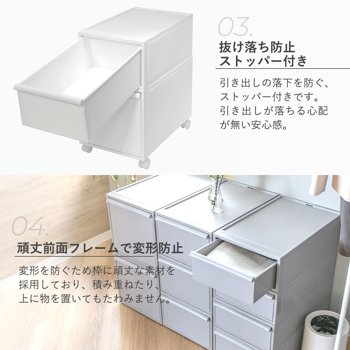 収納ケース 引き出し S 幅32×奥行52×高さ16.1cm クローゼットシステム ( 収納 クローゼット 衣類収納 衣装ケース 積み重ね プラスチック 日本製 ) 【オールホワイト】 オールホワイト