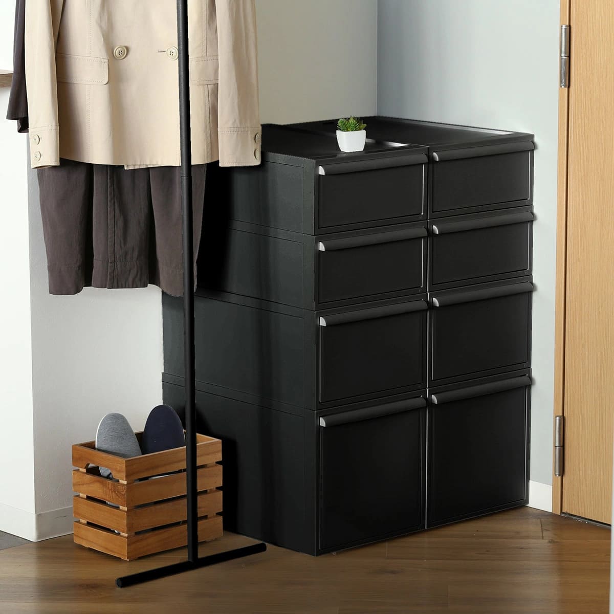 収納ケース 同色3個セット 引き出し M 幅32×奥行52×高さ21.5cm クローゼットシステム ( 収納 クローゼット 衣類収納 衣装ケース 積み重ね プラスチック 日本製 ) 【オールブラック】 オールブラック