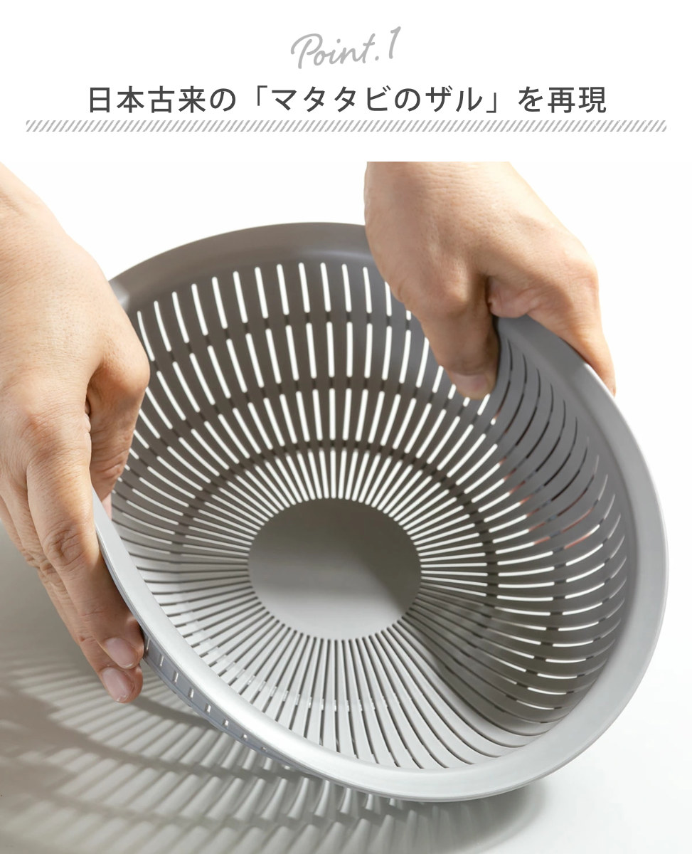 米研ぎボウル ザル 浅型 ライクイット 電子レンジ対応 食洗機対応 日本製 米とぎにも使えるザルとボウル LBK-02 ( like-it 米研ぎザル 米とぎ セット 米研ぎ用ボウル 米研ぎボール 水切りザル 水切りボウル ) 【ストーン】 ストーン