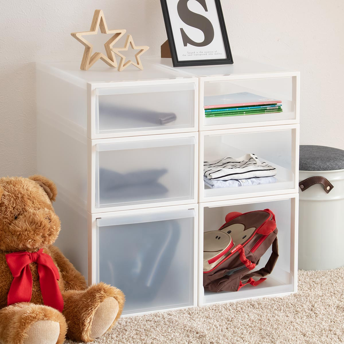 収納ケース 引き出しタイプ クローゼット収納 高さ21.5cm 日本製 ( 収納 衣装ケース 収納ボックス 衣類収納 プラスチック 押入れ収納 スタッキング 積み重ね プラスチック製 衣類ケース クローゼット 洋服 服 引き出し ) 【ホワイト】 ホワイト