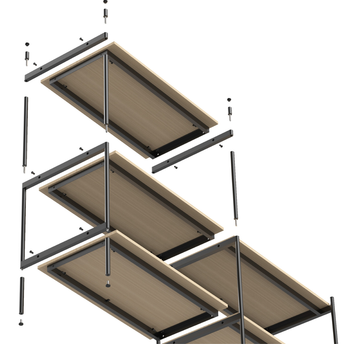 オープンラック 82×40cm 3段 350-SLセット シェルビングシステム ライクイット ( ラック 収納ラック 棚 収納棚 木板 木天板 ウッドシェルフ シェルフ 収納 組み換え 追加 組み合わせ 家具 アジャスター 付き 見せる収納 )