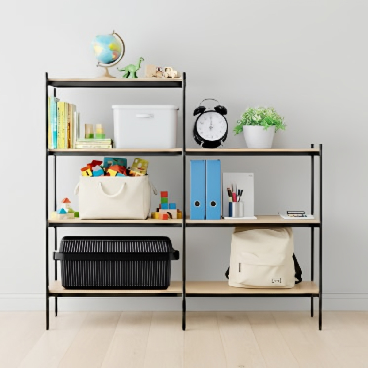 オープンラック 82×40cm 3段 350-SLセット シェルビングシステム ライクイット ( ラック 収納ラック 棚 収納棚 木板 木天板 ウッドシェルフ シェルフ 収納 組み換え 追加 組み合わせ 家具 アジャスター 付き 見せる収納 )