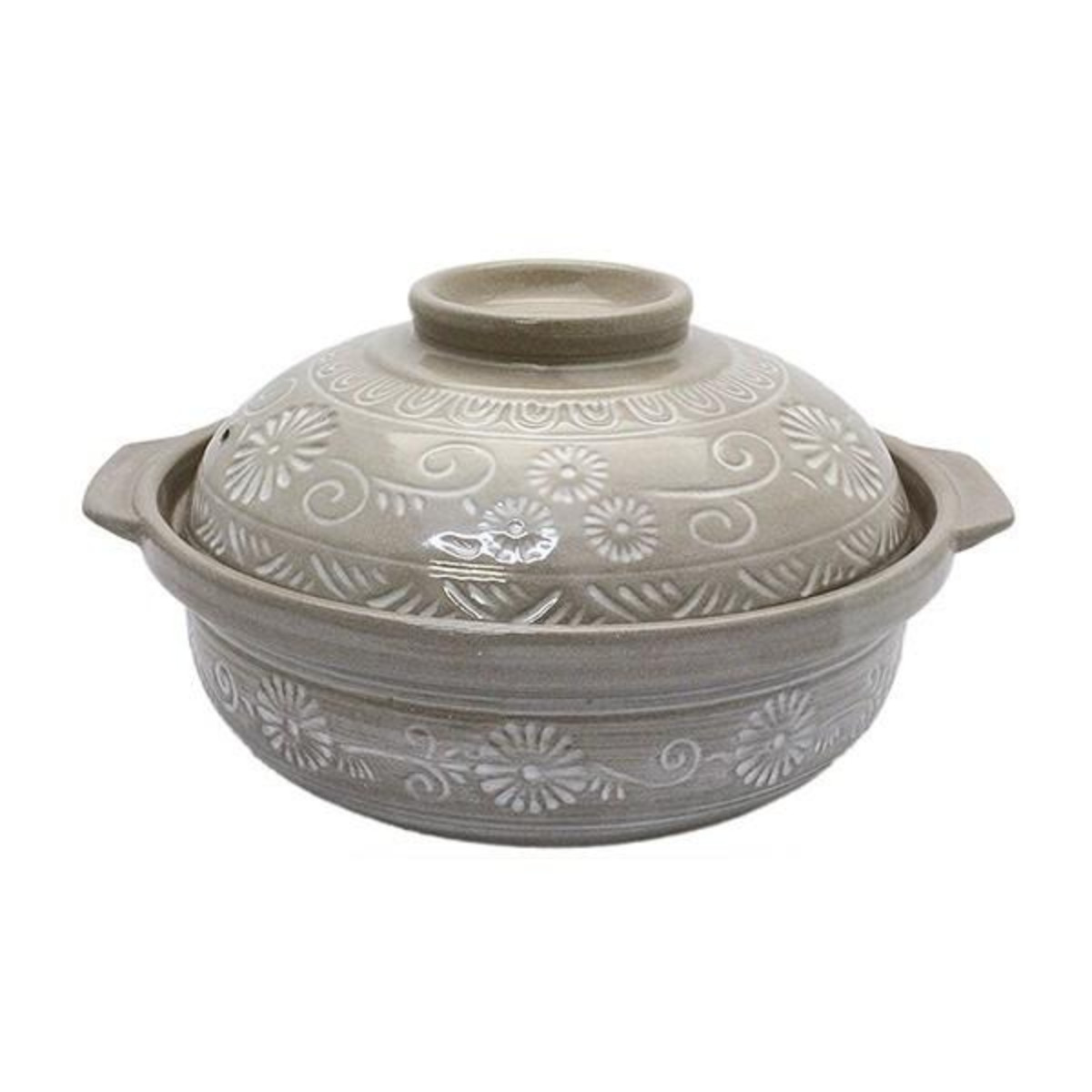 土鍋 8号 3～4人用 雪三島 （ ガス火専用 卓上鍋 どなべ おすすめ 両手