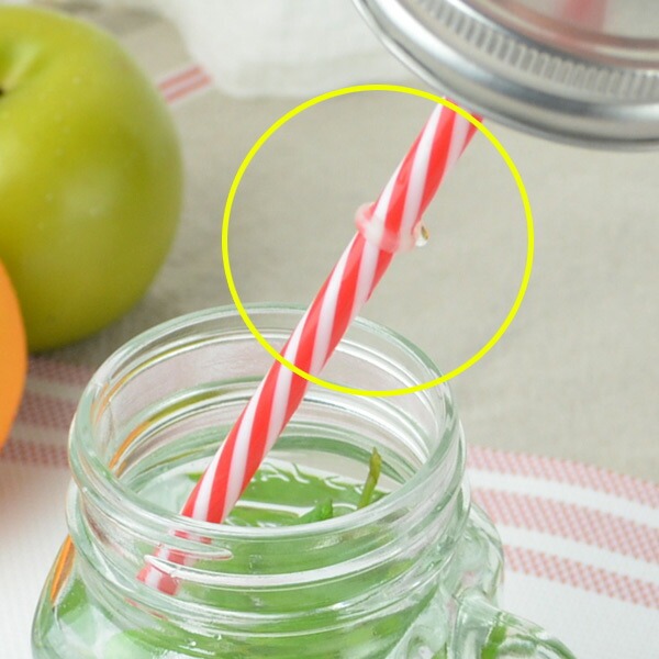 ドリンクジャー ガラスジャー 380ml ストロー付き 取っ手付き ガラス製 同色6個セット ( グラス コップ ガラス食器 キッチン雑貨 タンブラー フタ付き マグカップ キッチン用品 ) 【ゴールド】 ゴールド