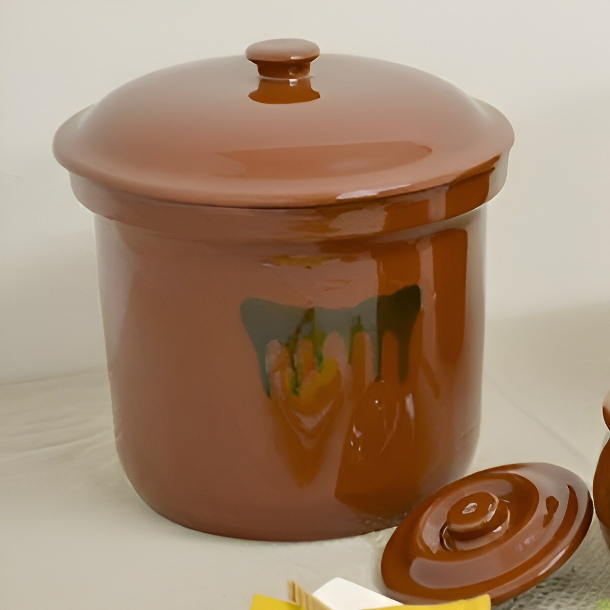 9*i様 えんける道具店 4リットル 陶器製食品保存容器 dショッピング |漬物容器 7.2L 切立かめ 4号 蓋付き 陶器