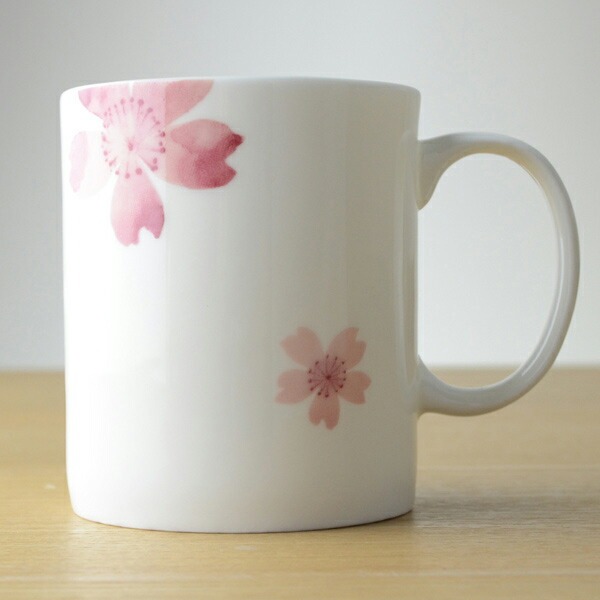マグカップ 桜 380ml ボーンチャイナ 食洗機対応 ( コップ マグ 食器 さくら 電子レンジ対応 磁器製 )