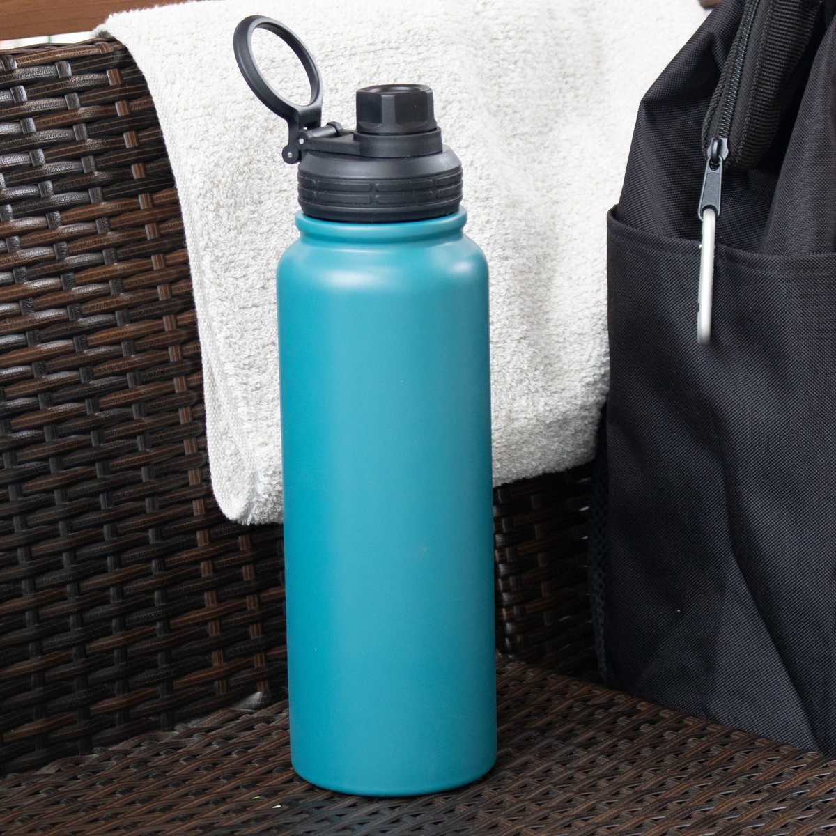 水筒 1L IMMEDI ステンレスボトル ( 保冷 保温 直飲み ダイレクトボトル 大容量 ハンドル付き 直のみ マイボトル ボトル すいとう スポーツ 保温保冷 おしゃれ アウトドア ) 【ブラック】 ブラック