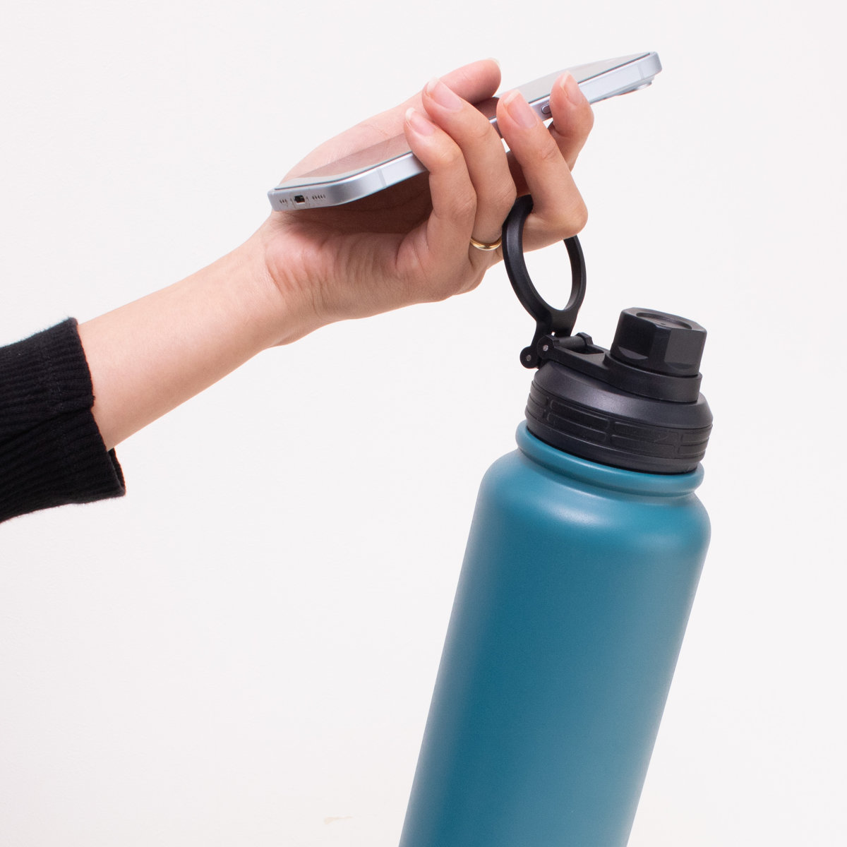 水筒 1L IMMEDI ステンレスボトル ( 保冷 保温 直飲み ダイレクトボトル 大容量 ハンドル付き 直のみ マイボトル ボトル すいとう スポーツ 保温保冷 おしゃれ アウトドア ) 【ブラック】 ブラック