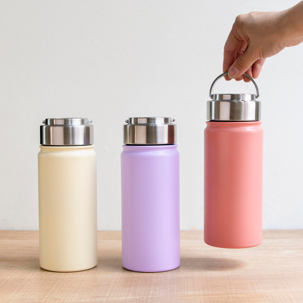 水筒 500ml ensemble ステンレスボトル ( 直飲み 保温 保冷 ハンドル付き ダイレクトボトル ステンレス 直飲み水筒 ステンレス製 スクリュー アウトドア おしゃれ スポーツ ) 【パープル】 パープル