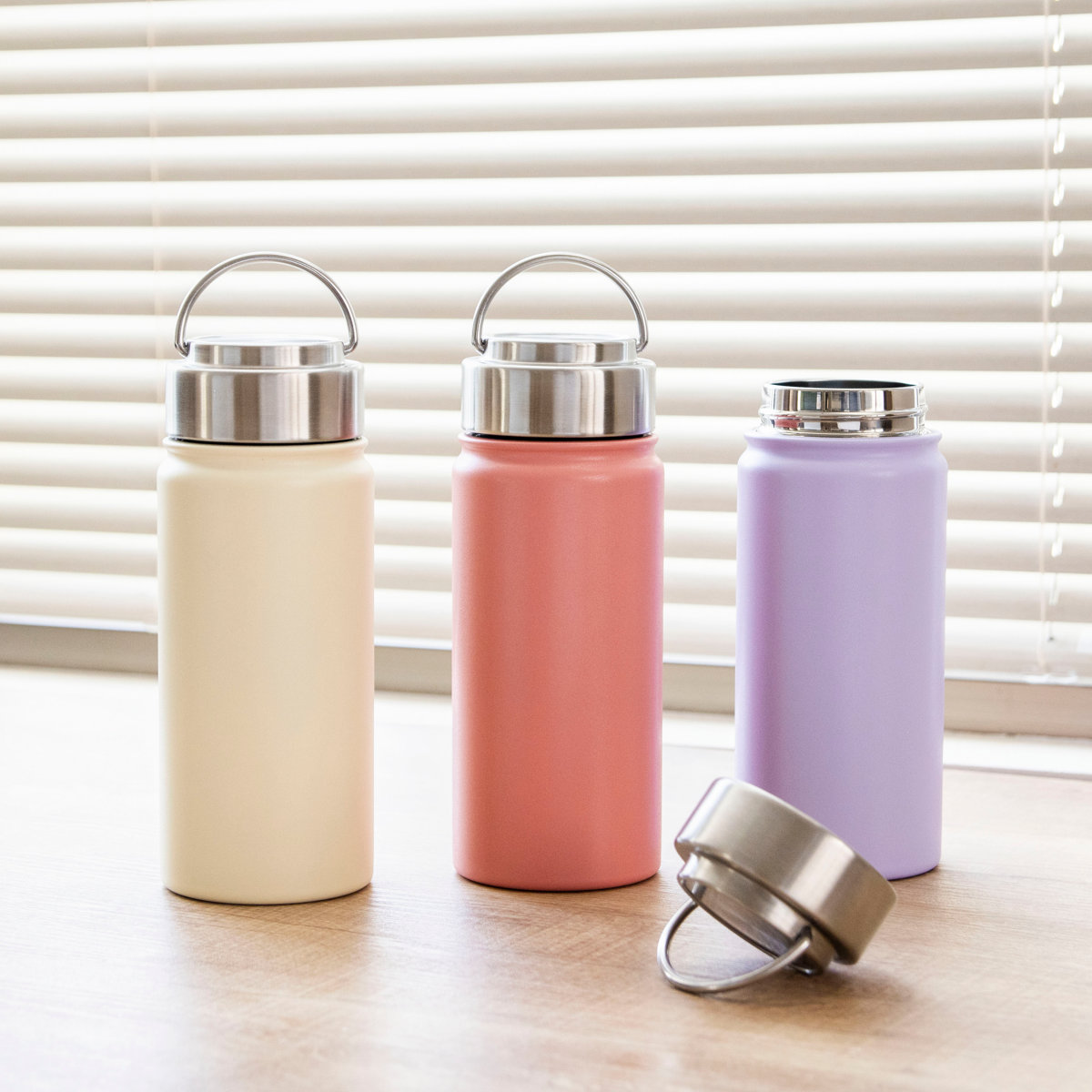 水筒 500ml ensemble ステンレスボトル ( 直飲み 保温 保冷 ハンドル付き ダイレクトボトル ステンレス 直飲み水筒 ステンレス製 スクリュー アウトドア おしゃれ スポーツ ) 【パープル】 パープル