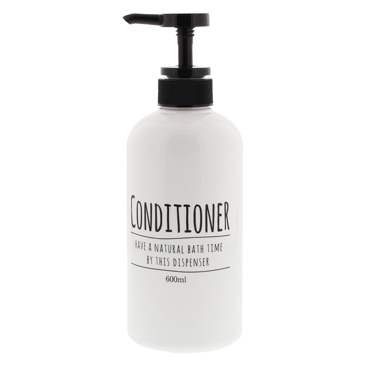 ディスペンサー 600ml ポンプボトル ラウンド ( ディスペンサーボトル 液体タイプ 液体用 詰め替えボトル 詰め替え おしゃれ 英字 ソープディスペンサー 詰め替え容器 シャンプー コンディショナー ボディソープ バス用品 シンプル ) 【コンディショナー】 コンディショナー