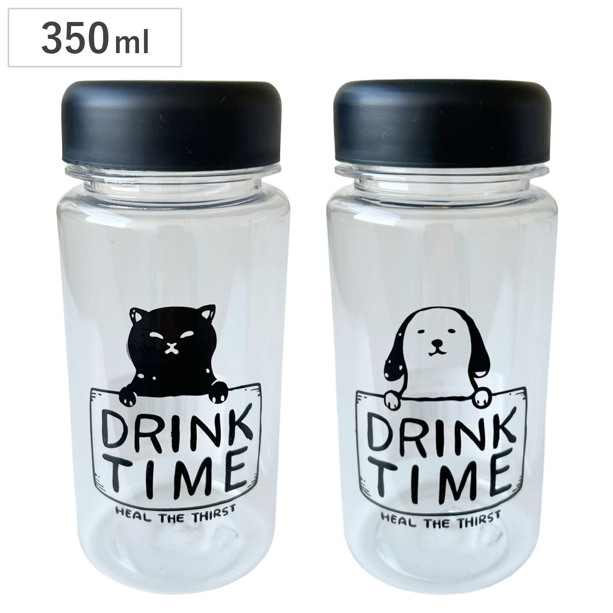 クリアボトル 350ml ドリンクタイム （ 直飲み プラボトル ダイレクトボトル マグボトル 常温 軽量 直のみ マグ ボトル スリム 健康 ドリンク ミニボトル ） 【ネコ】