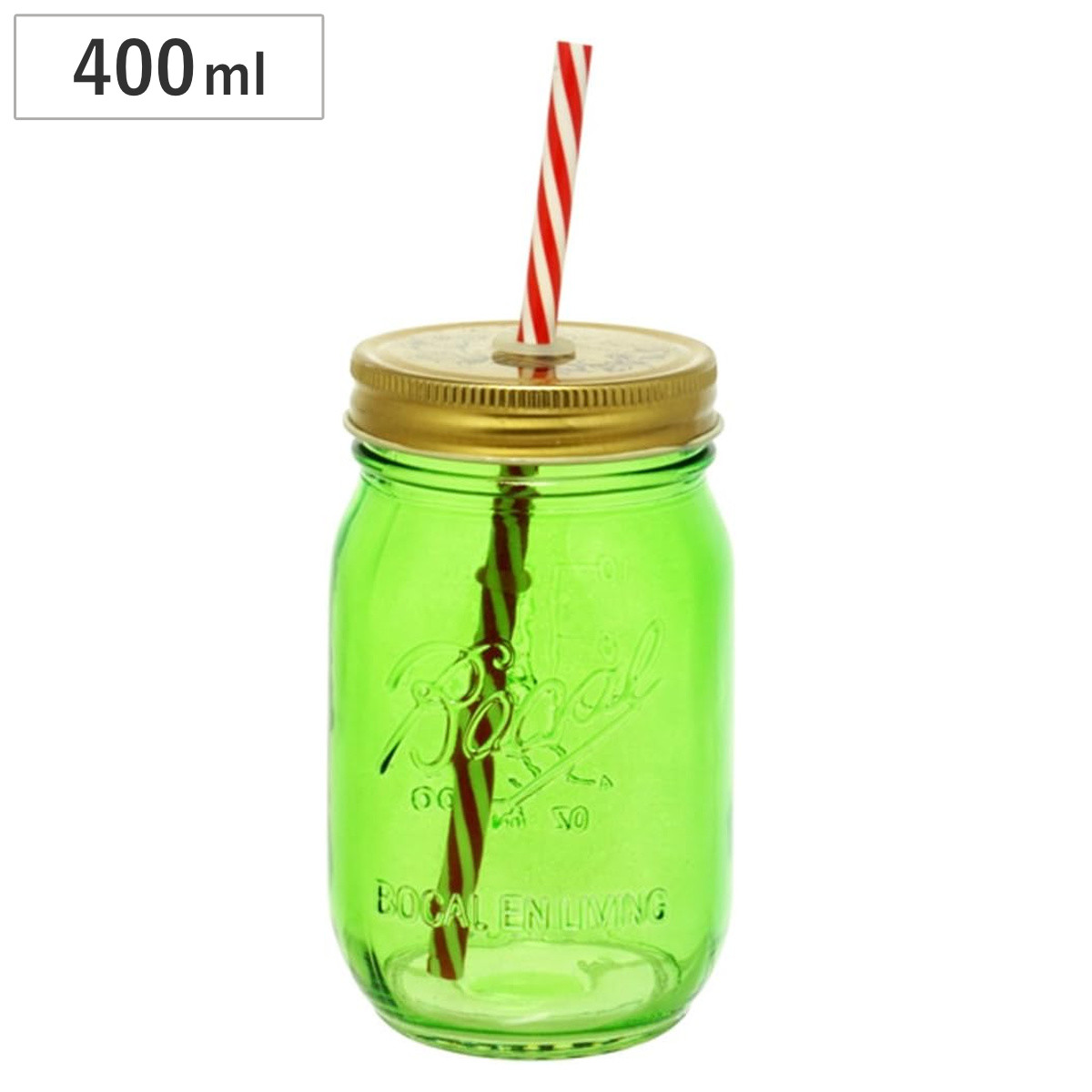 ドリンクジャー 400ml ボーカルジャー ( ストロー付き ガラスジャー コップ グラス ガラス おしゃれ かわいい アウトドア パーティー )