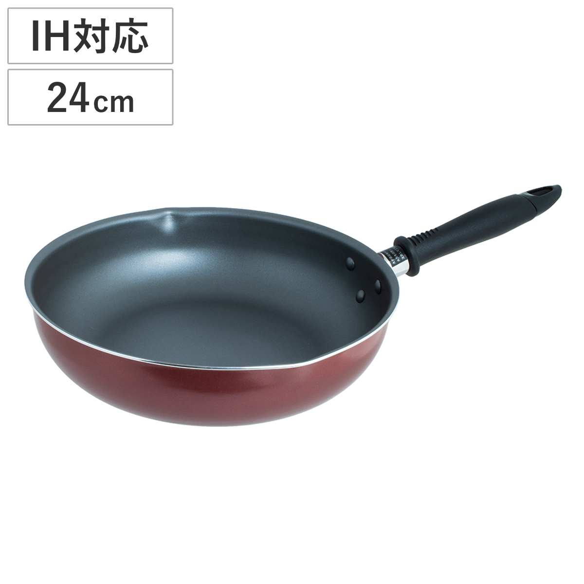マルチパン 24cm IH対応 IHフッ軽マルチパン フライパン （ ガス火対応 深型フライパン 炒め鍋 アルミ製 ふっ素樹脂加工 軽い アルミフライパン いため鍋 24センチ フッ素コーティング 注ぎ口 両口 軽量 調理器具 家庭用 ）
