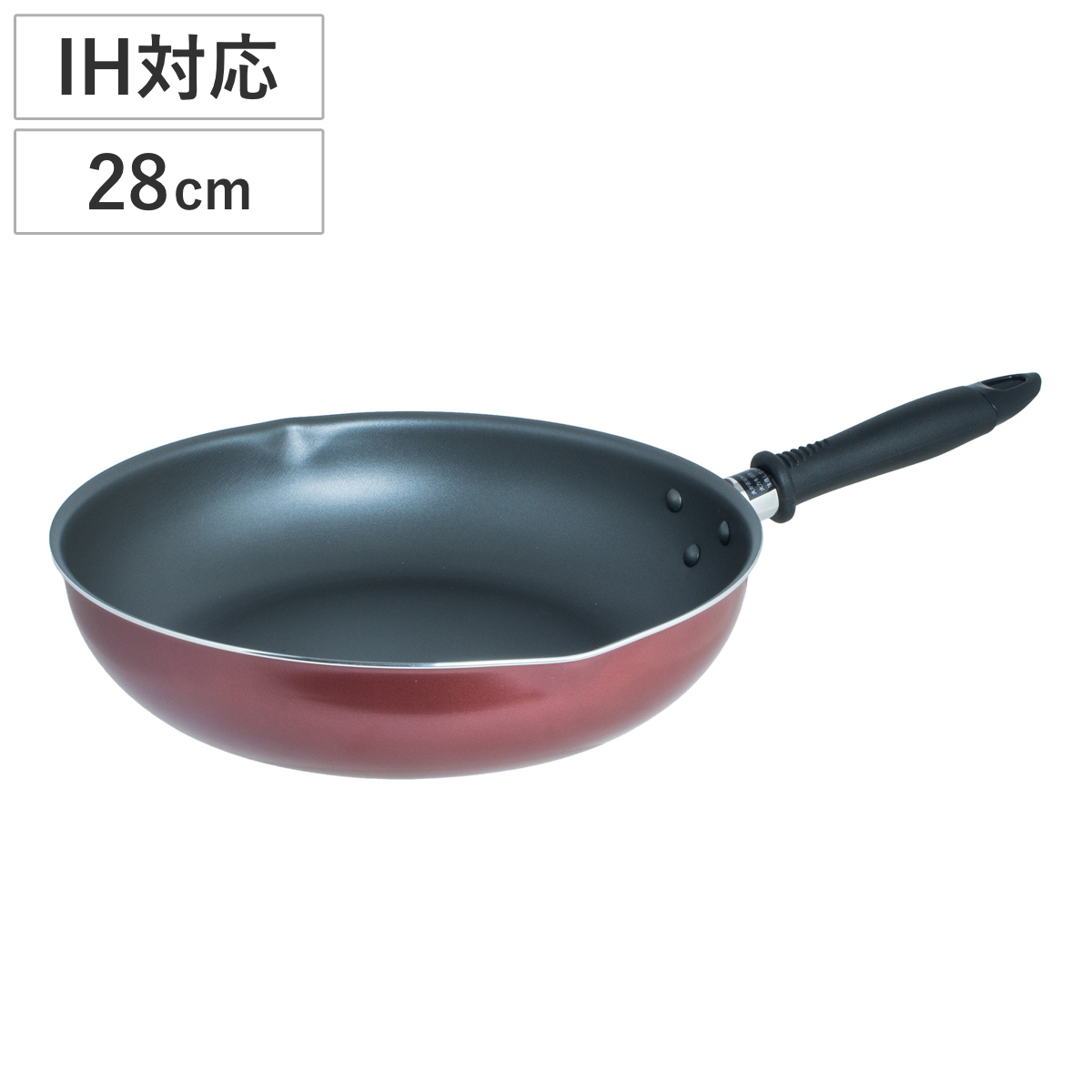 マルチパン 28cm IH対応 IHフッ軽マルチパン フライパン （ ガス火対応 深型フライパン 炒め鍋 アルミ製 ふっ素樹脂加工 軽い アルミフライパン いため鍋 28センチ フッ素コーティング 注ぎ口 両口 軽量 調理器具 家庭用 ）
