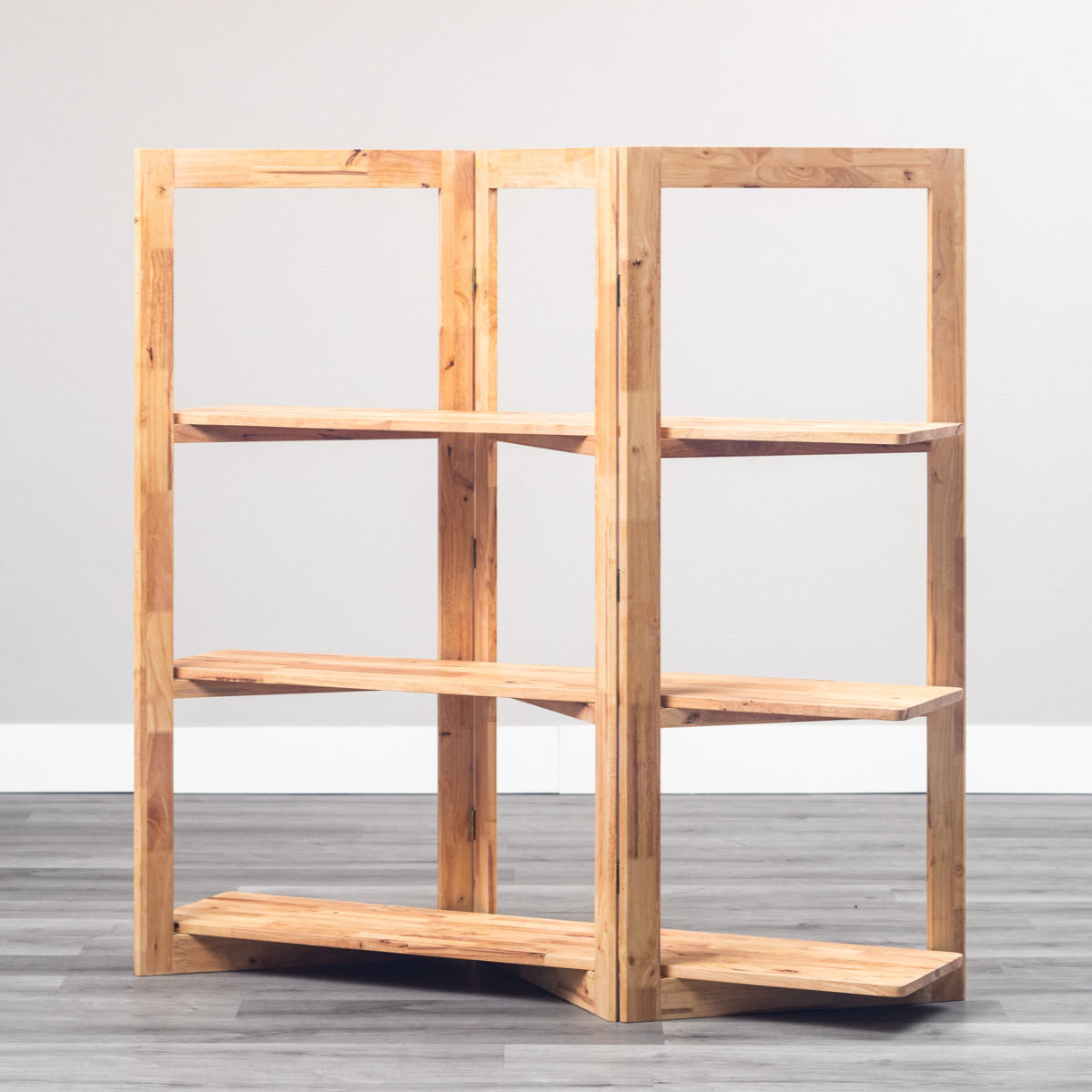 パーテーション風 ジグザグシェルフ 幅135cm ラバーウッド 無垢材 ( ジグザグ シェルフ オープンラック 天然木 NATURAL SIGNATURE 木製 シンプル 飾り棚 ラック 棚 間仕切り )