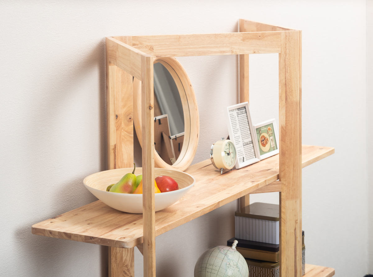 パーテーション風 ジグザグシェルフ 幅135cm ラバーウッド 無垢材 ( ジグザグ シェルフ オープンラック 天然木 NATURAL SIGNATURE 木製 シンプル 飾り棚 ラック 棚 間仕切り )