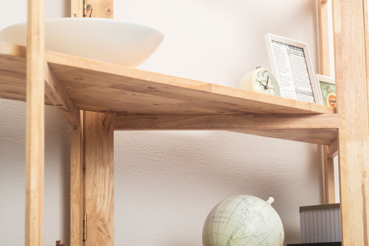 パーテーション風 ジグザグシェルフ 幅135cm ラバーウッド 無垢材 ( ジグザグ シェルフ オープンラック 天然木 NATURAL SIGNATURE 木製 シンプル 飾り棚 ラック 棚 間仕切り )