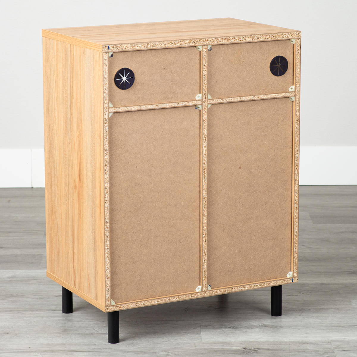 キャビネット 幅59cm 幾何学模様 ( カトレア 棚 ラック リビング収納 可動棚 お掃除ロボット対応 飾り棚 家具 幾何学柄 モノトーン ナチュラル ホワイト 配線穴 ) 【ナチュラル】 ナチュラル