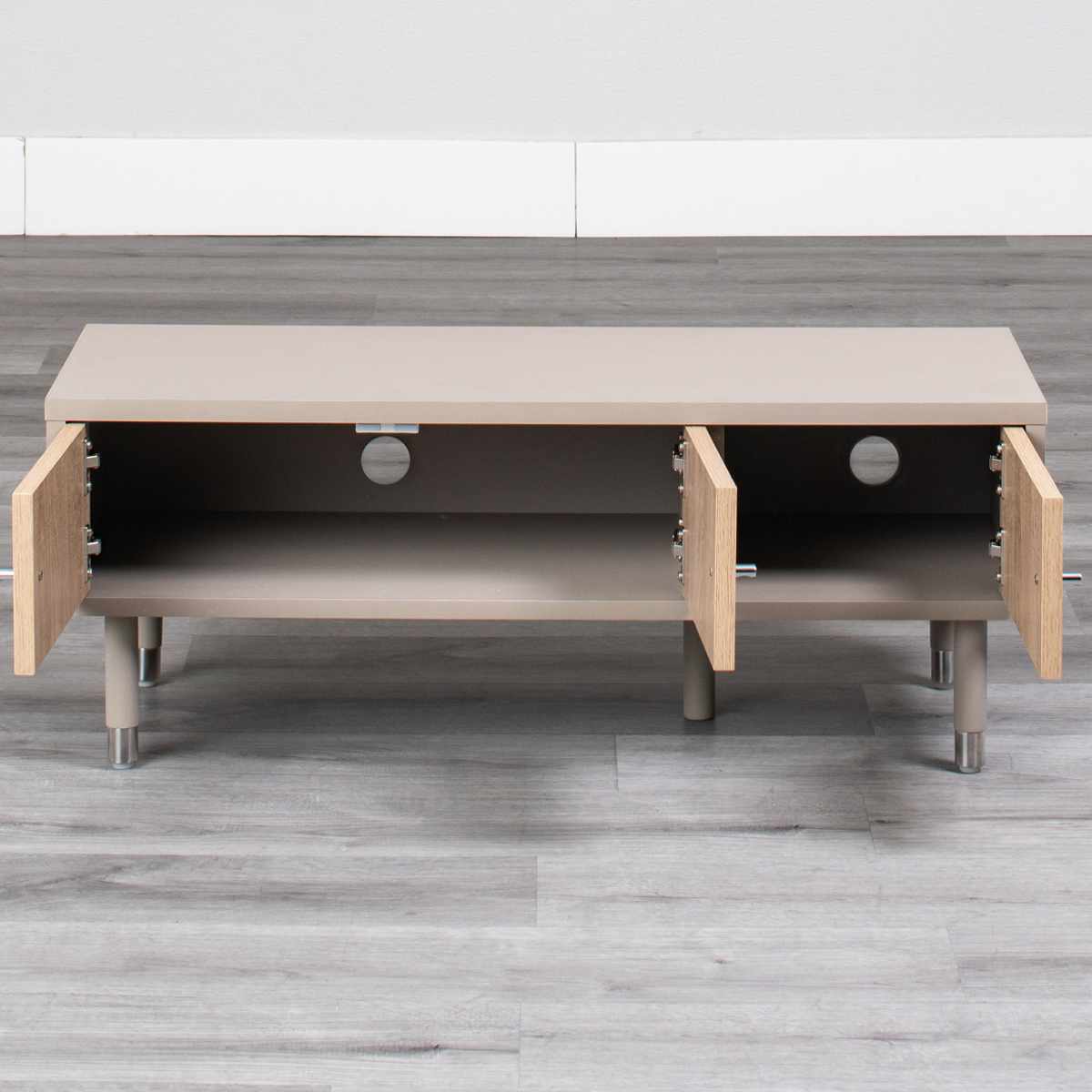 テレビ台 幅91cm 32インチ対応 ツートンカラー シルバー脚 ( 32型対応 TV台 テレビボード AVラック 収納 リビング収納 ラック 棚 飾り棚 家具 グレージュ ナチュラル ツートン 配線穴 )