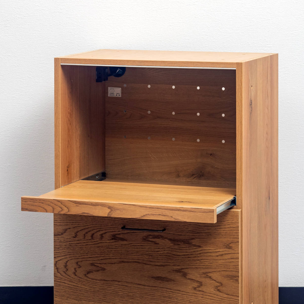 スライド棚深引出し 本体 組合せキッチン収納 幅60cm ワイズシリーズ 日本製 ( wise スライド棚 組み合わせ キッチン収納 完成品 オーク前板 引き出し 収納 棚 家電収納 作業台 家具 コンセント付 モイス付 )