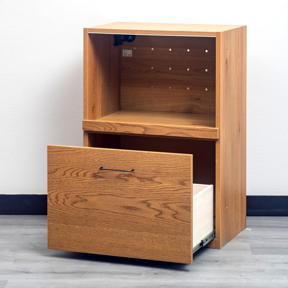 スライド棚深引出し 本体 組合せキッチン収納 幅60cm ワイズシリーズ 日本製 ( wise スライド棚 組み合わせ キッチン収納 完成品 オーク前板 引き出し 収納 棚 家電収納 作業台 家具 コンセント付 モイス付 )