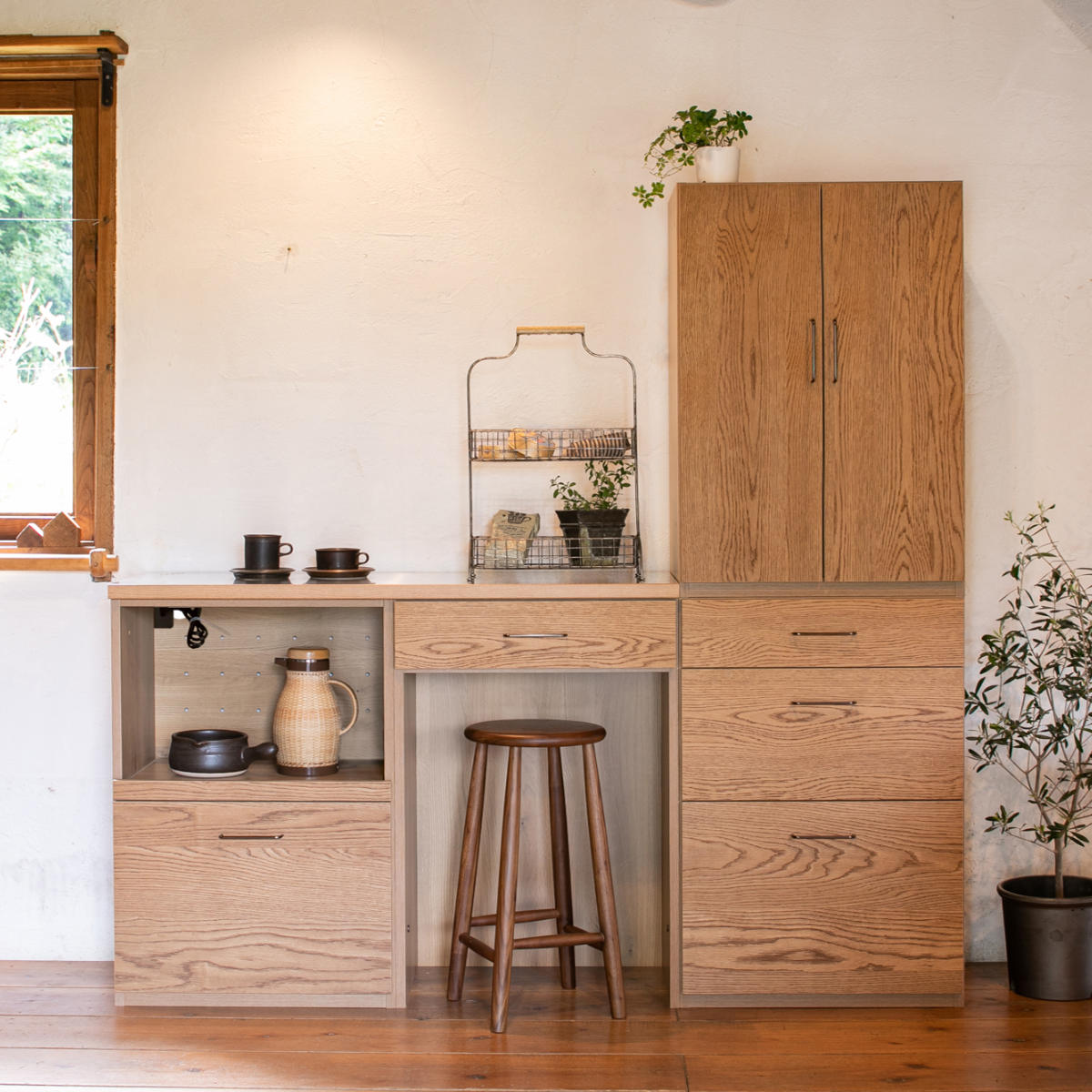 3段チェスト 本体 組合せキッチン収納 幅60cm ワイズシリーズ 日本製 ( wise 3段 チェスト 組み合わせ キッチン収納 完成品 オーク前板 引き出し 収納 棚 作業台 家具 3杯 スライドレール )