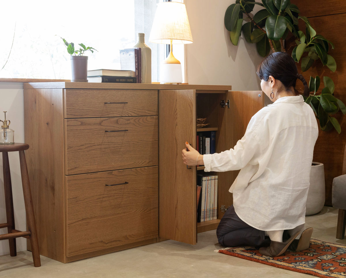 3段チェスト 本体 組合せキッチン収納 幅60cm ワイズシリーズ 日本製 ( wise 3段 チェスト 組み合わせ キッチン収納 完成品 オーク前板 引き出し 収納 棚 作業台 家具 3杯 スライドレール )