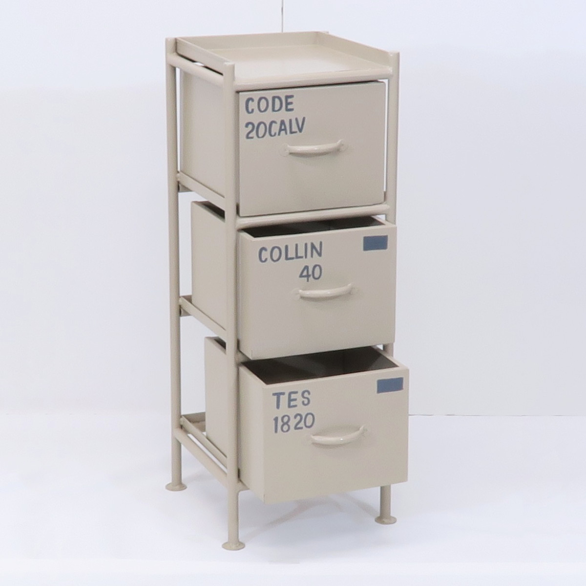 スチール スリムチェスト 幅30cm 引出し3杯 インダストリアル 完成品 ( チェスト スリム 引き出し 3杯 棚 ラック 飾り棚 省スペース ブラック グレー ベージュ ) 【グレー】 グレー