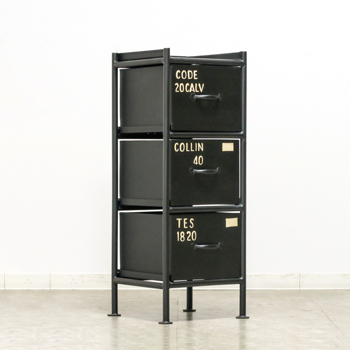 スチール スリムチェスト 幅30cm 引出し3杯 インダストリアル 完成品 ( チェスト スリム 引き出し 3杯 棚 ラック 飾り棚 省スペース ブラック グレー ベージュ ) 【グレー】 グレー