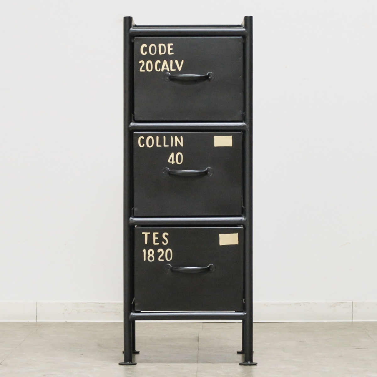 スチール スリムチェスト 幅30cm 引出し3杯 インダストリアル 完成品 ( チェスト スリム 引き出し 3杯 棚 ラック 飾り棚 省スペース ブラック グレー ベージュ ) 【グレー】 グレー