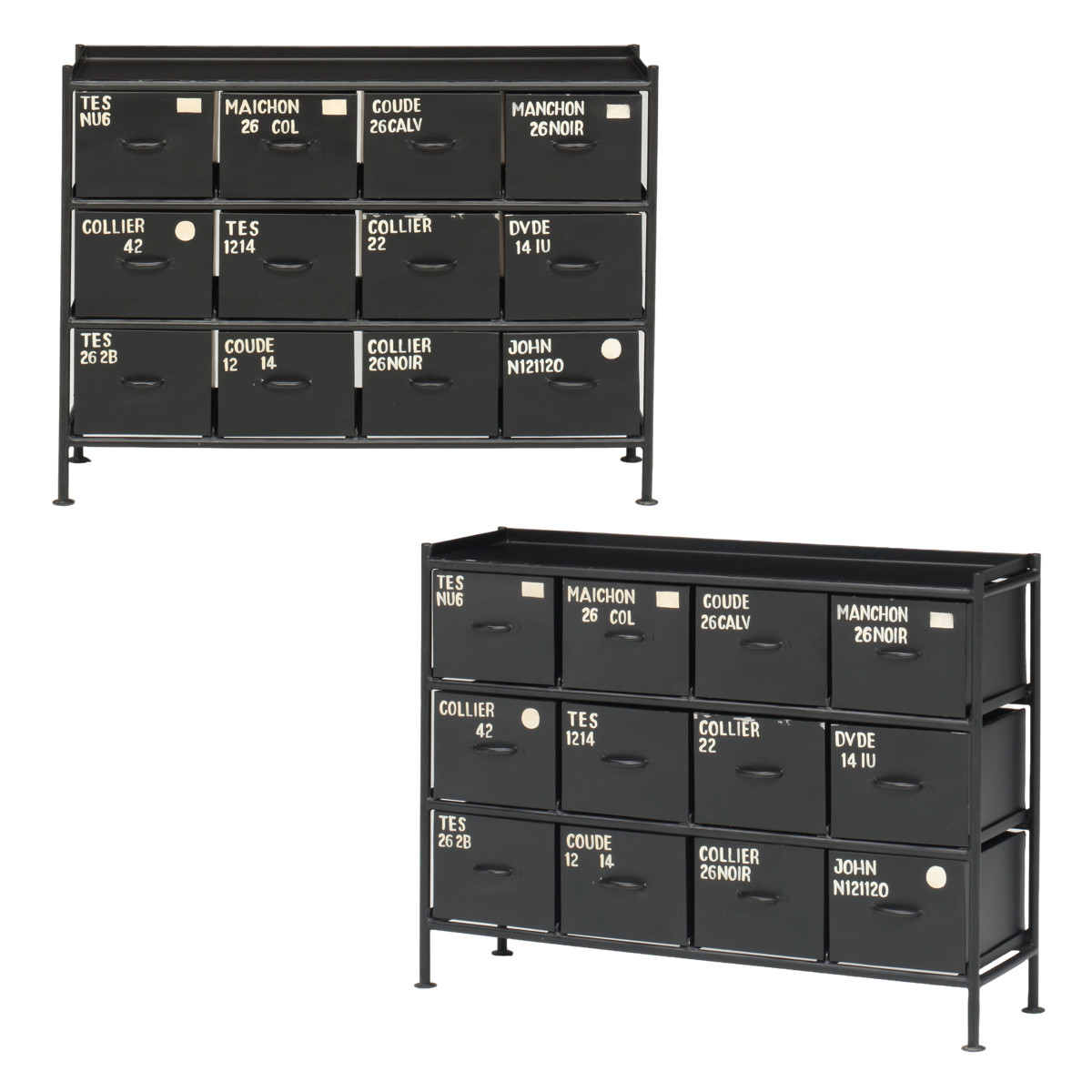 スチールチェスト 横型 幅111cm 引出し12杯 インダストリアル 完成品 ( チェスト スチール 引き出し 12杯 横 棚 ラック 飾り棚 ブラック グレー ベージュ ) 【ベージュ】 ベージュ