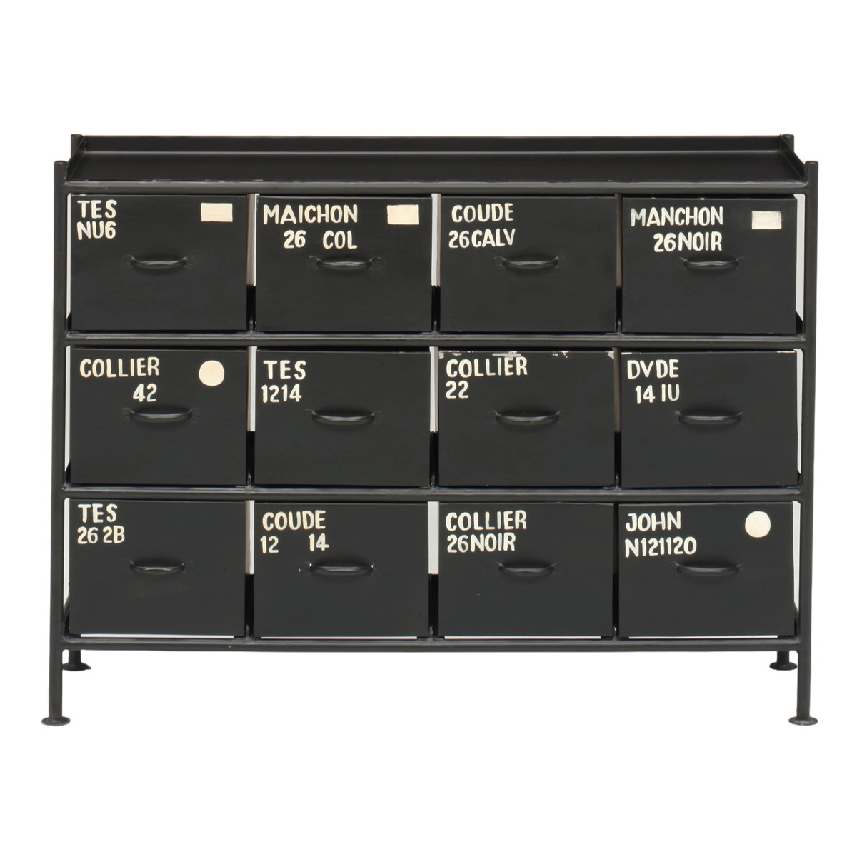 スチールチェスト 横型 幅111cm 引出し12杯 インダストリアル 完成品 ( チェスト スチール 引き出し 12杯 横 棚 ラック 飾り棚 ブラック グレー ベージュ ) 【ベージュ】 ベージュ