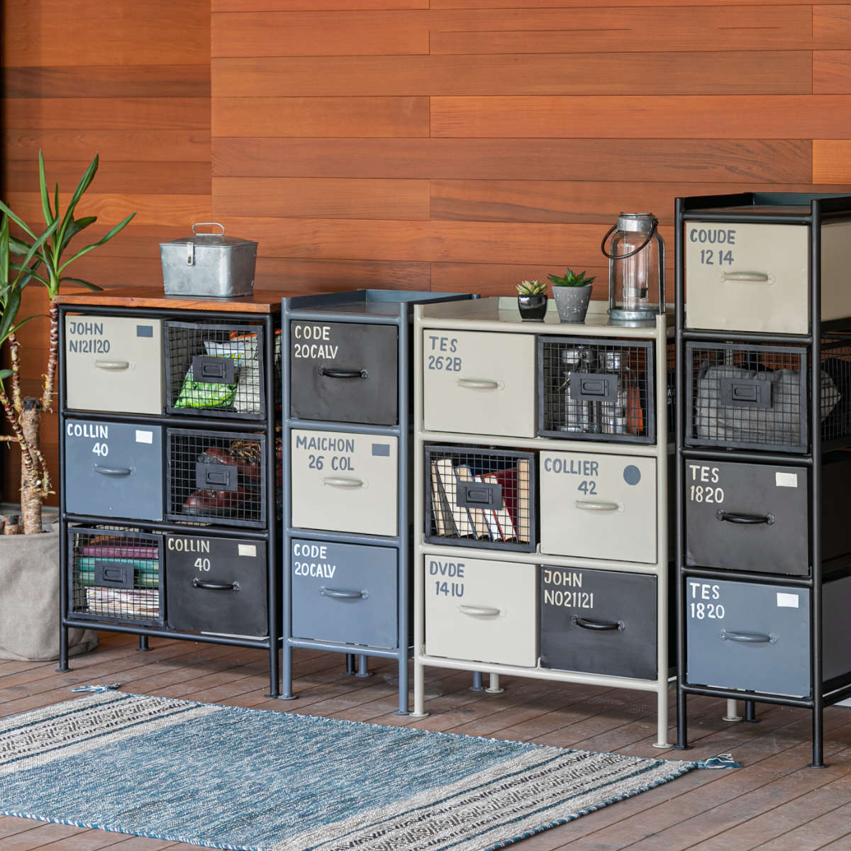 スチールチェスト 幅57cm 引出し6杯 インダストリアル 完成品 ( チェスト スチール 引き出し 6杯 棚 ラック 飾り棚 ブラック グレー ベージュ ) 【ベージュ】 ベージュ