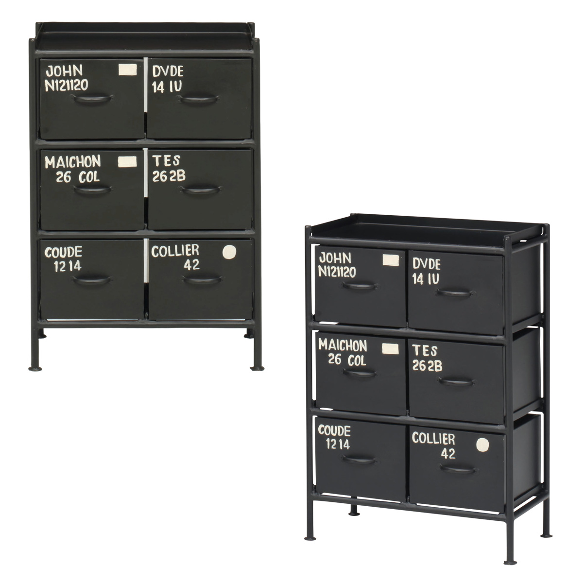 スチールチェスト 幅57cm 引出し6杯 インダストリアル 完成品 ( チェスト スチール 引き出し 6杯 棚 ラック 飾り棚 ブラック グレー ベージュ ) 【ベージュ】 ベージュ