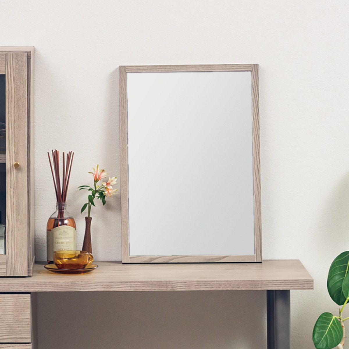 ウォールミラー 幅35×高さ50cm 立て掛けミラー 2way パレ ( 長方形 木目 フレーム 壁掛けミラー 壁掛け 置き 鏡 ミラー かがみ 洗面 玄関 四角 日本製 ドレッサー センターテーブル 組み合わせ シンプル リビング メイク 化粧 )