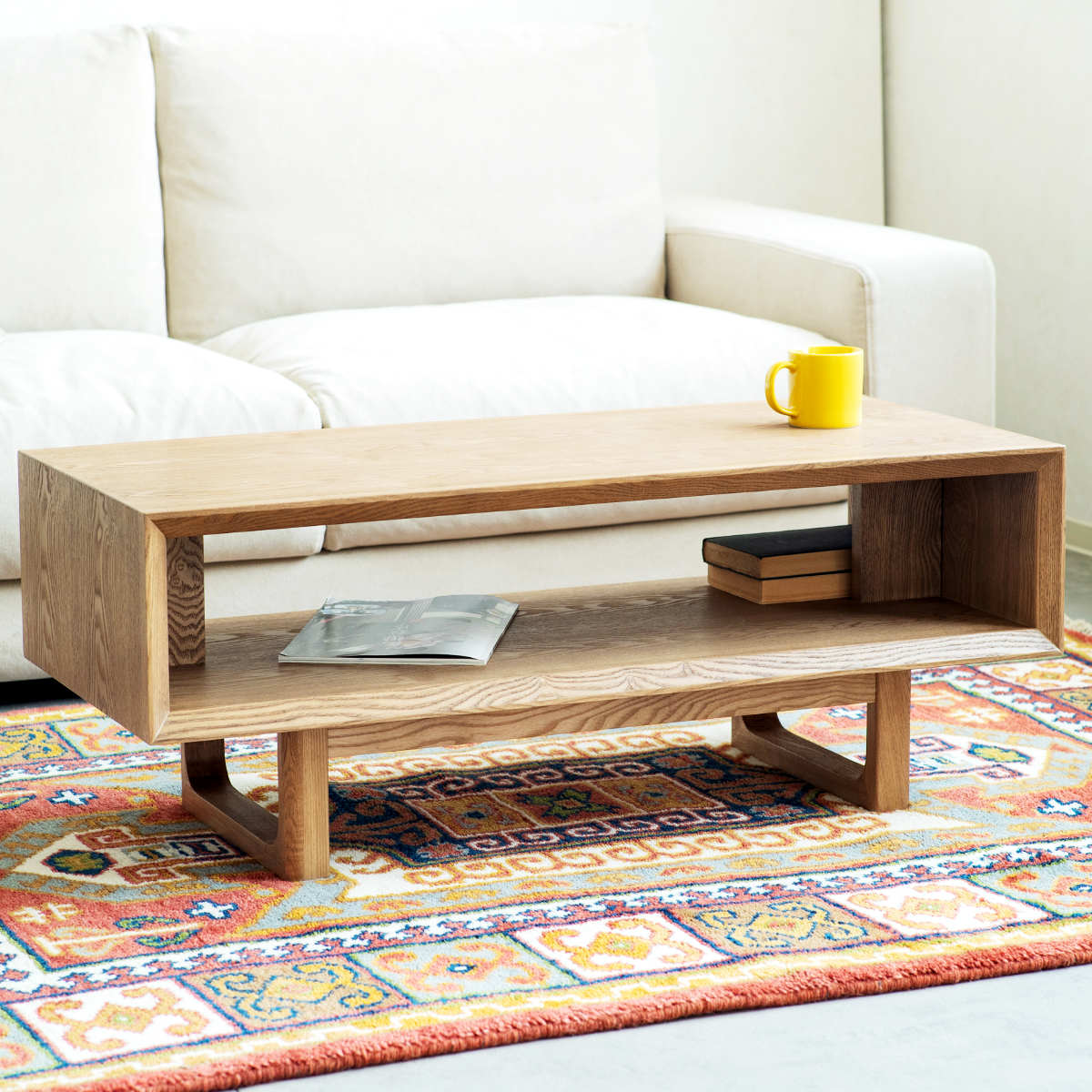 リビングテーブル 幅100cm 高さ35cm シンプル 収納棚付 センターテーブル オラクル ( テーブル ローテーブル リビング 木製テーブル 棚付き 収納 テレビ台 長方形 完成品 おしゃれ 木製 天然木 奥行45cm テレビボード ローボード )