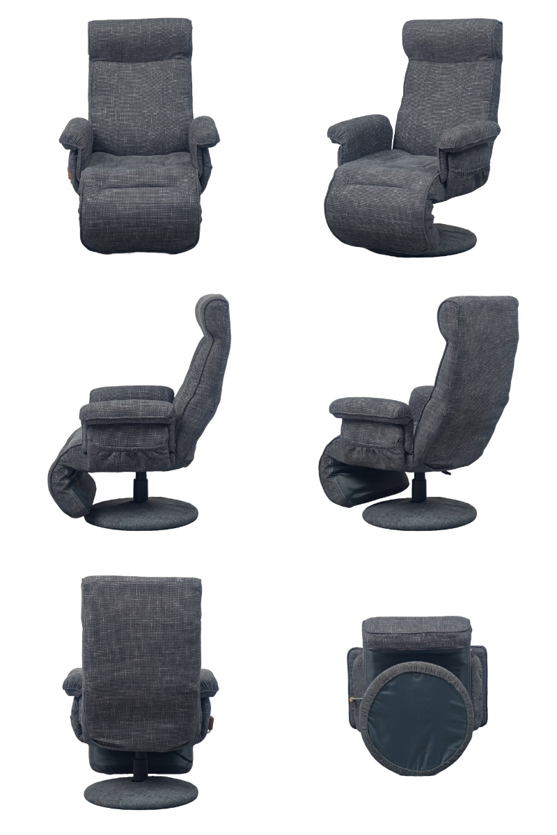 高座椅子 ハイバックタイプ 回転 昇降式 座面高42~48cm ジネシー ( 座椅子 無段階リクライニング ヘッドレスト フットレスト 角度調節可能 肘掛け チェア イス 椅子 リラックス 収納ポケット ファブリック ポケットコイル ) 【ブラウン】 ブラウン