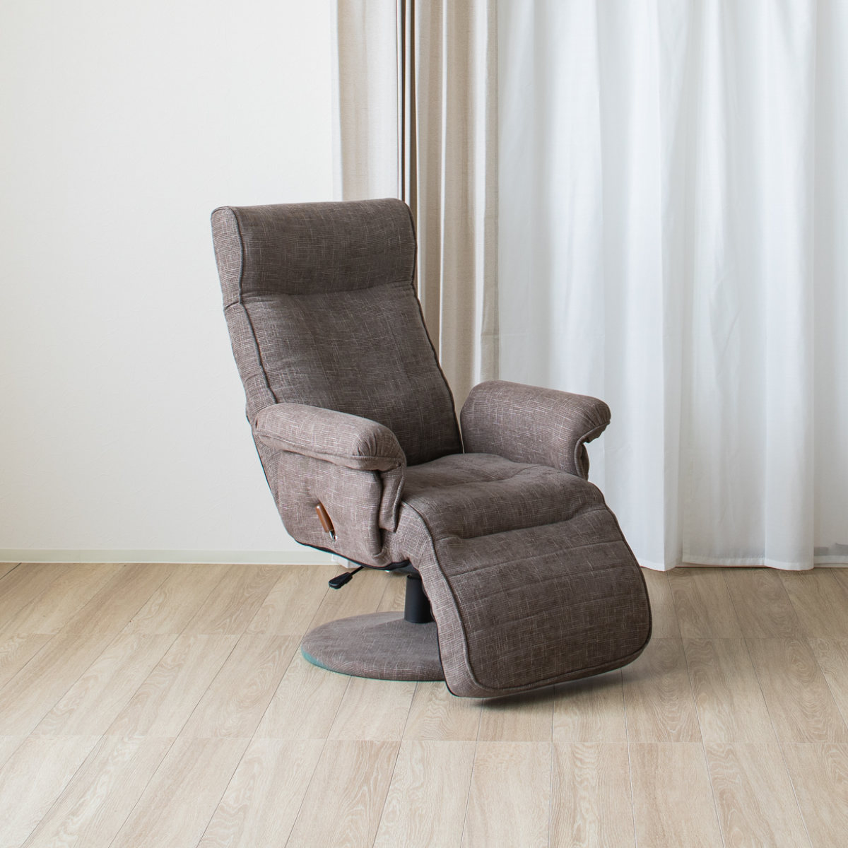 高座椅子 ハイバックタイプ 回転 昇降式 座面高42~48cm ジネシー ( 座椅子 無段階リクライニング ヘッドレスト フットレスト 角度調節可能 肘掛け チェア イス 椅子 リラックス 収納ポケット ファブリック ポケットコイル ) 【ブラウン】 ブラウン