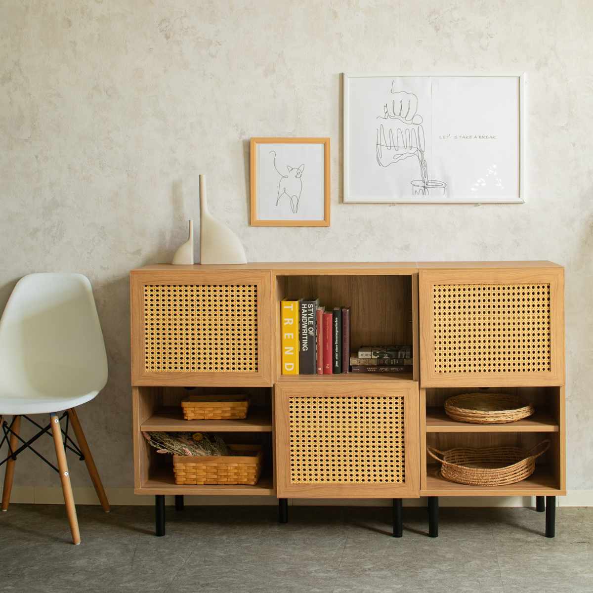 テレビ台 幅120cm 49インチ対応 ラタン調 マルシェシリーズ ( 49型対応 TV台 テレビボード AVラック 収納 ラック 棚 飾り棚 家具 かごめ編 ナチュラル 配線穴 )