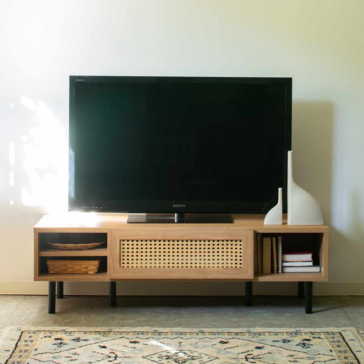 テレビ台 幅120cm 49インチ対応 ラタン調 マルシェシリーズ ( 49型対応 TV台 テレビボード AVラック 収納 ラック 棚 飾り棚 家具 かごめ編 ナチュラル 配線穴 )