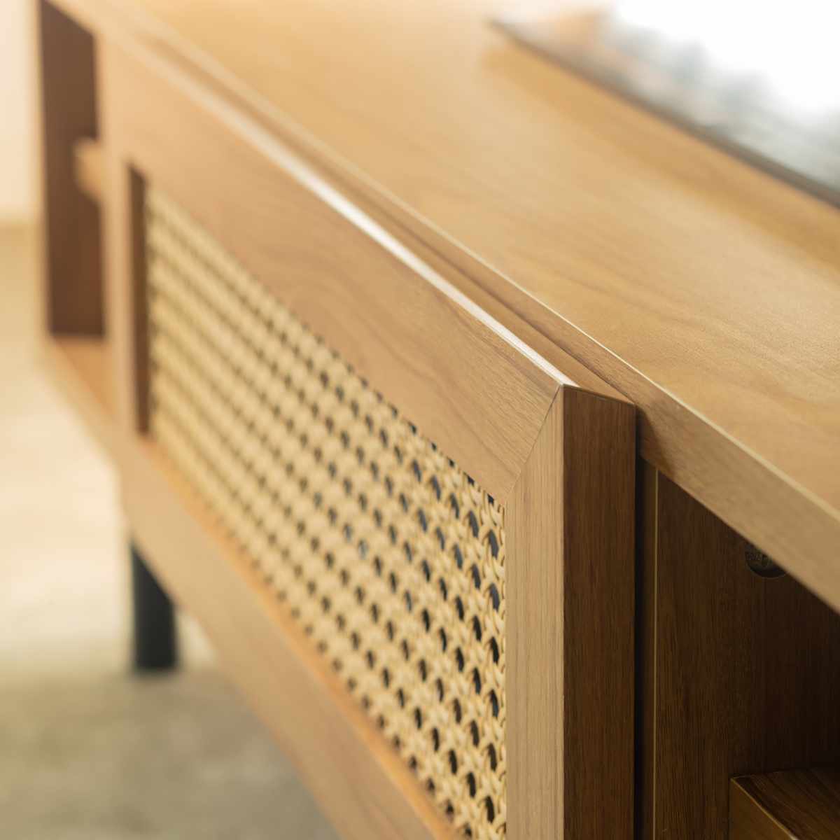 テレビ台 幅120cm 49インチ対応 ラタン調 マルシェシリーズ ( 49型対応 TV台 テレビボード AVラック 収納 ラック 棚 飾り棚 家具 かごめ編 ナチュラル 配線穴 )